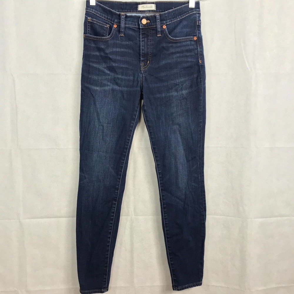 Madewell Jeans Womens Sz 28 Blue Denim 9 Inch High Rise Skinny Stretch 5 Pocket - Picture 2 of 11